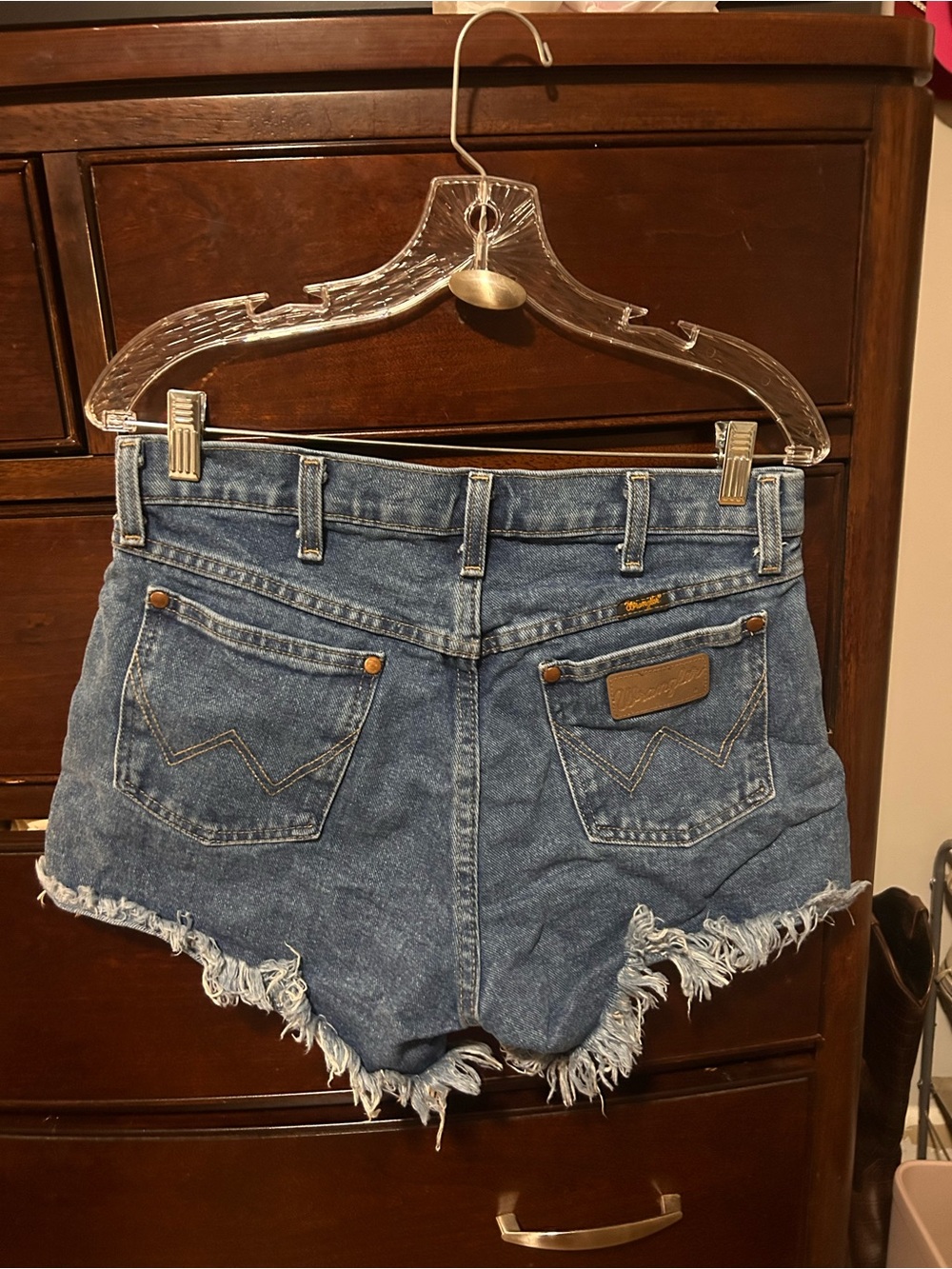 Wrangler Distressed Denim Cutoff Shorts - Blue - Picture 2 of 2